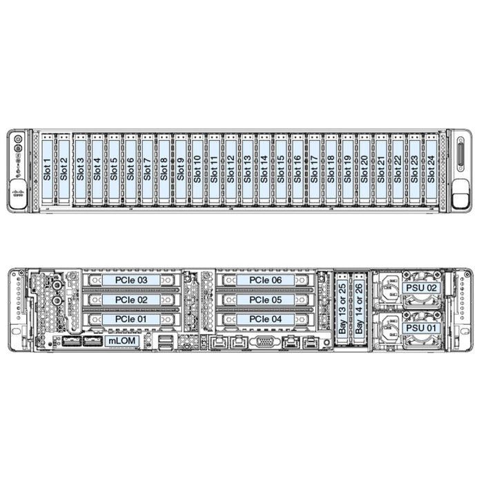 Cisco Hyperflex Hx240C M5 24 Hdd Rack Server Chassis | HX240C-M5SX