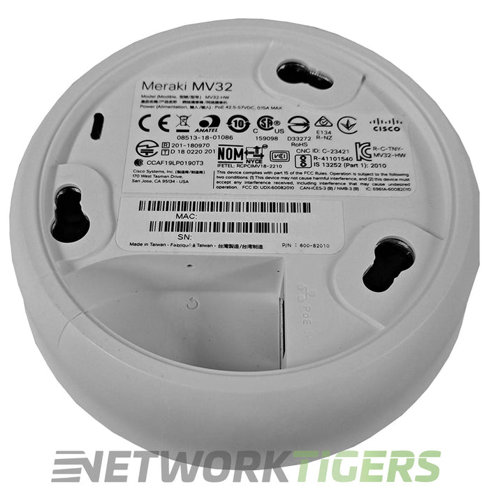 Cisco Meraki MV32-HW MV32 Series Unclaimed 256GB Indoor Fisheye Camera