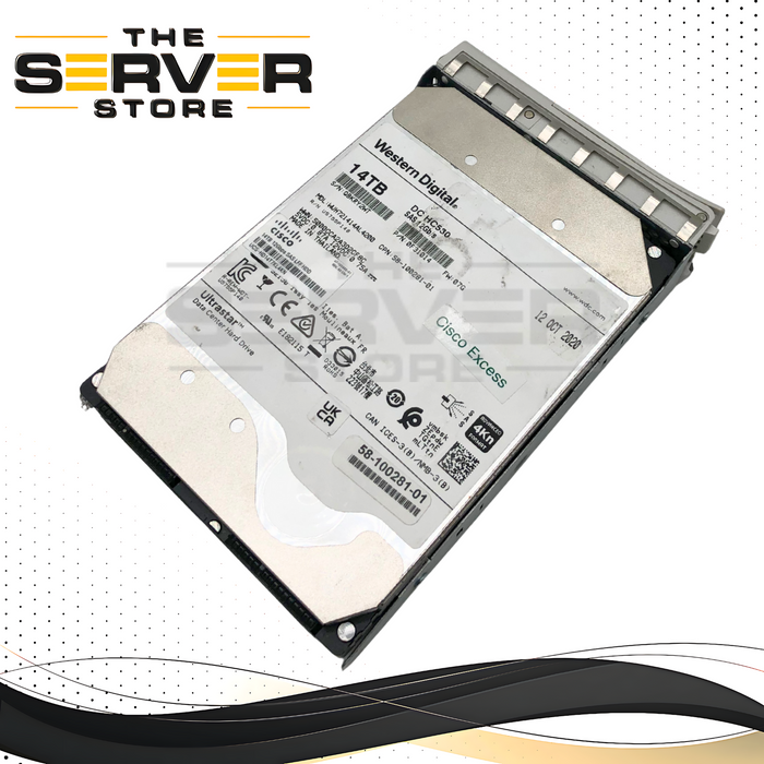 Cisco Western Digital Ultrastar DC HC530 14TB 4Kn 7.2K RPM SAS 12Gb/s 3.5-inch LFF Hard Drive (HDD) with Cisco Hot-Swap Tray. P/N: UCS-HD14T7KL4KN.