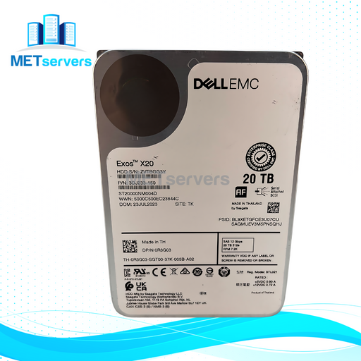 DELL/EMC 20TB 512e SAS 12Gbps 7.2k 3.5" HDD Hard Drive (ST20000NM004D)