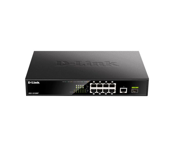 DGS-1010MP - D-Link 9-Ports 10/100/1000BASE-T Ethernet Rack-mountable Network Switch with Single-Port SFP