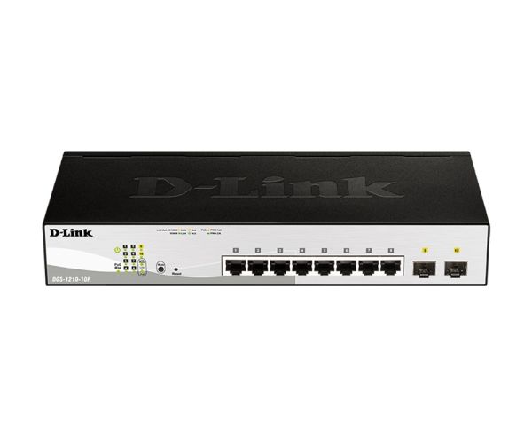 DGS-1210-10P - D-Link 8-Ports 10/100/1000BASE-T Ethernet Rack-mountable Network Switch with 2-Ports SFP