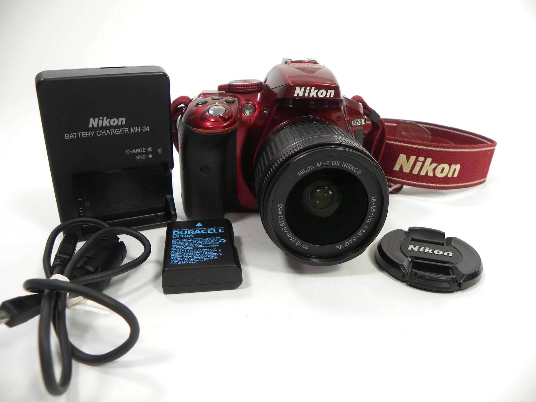 Nikon D5300 24.2mp Digital SLR (Red) w/AF-P 18-55 DX VR Shutter Ct. 39,527