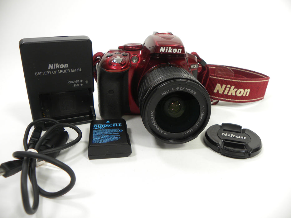 Nikon D5300 24.2mp Digital SLR (Red) w/AF-P 18-55 DX VR Shutter Ct. 39,527