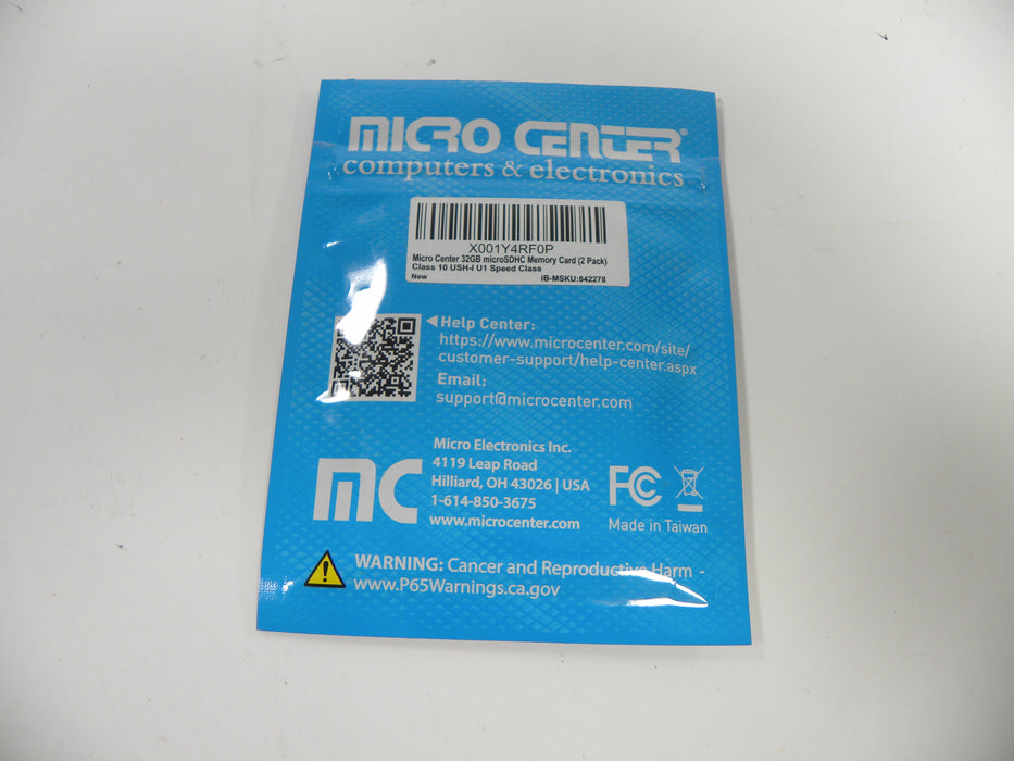 Micro Center 32GB Micro SD HC Memory Card with Adapter 2pk