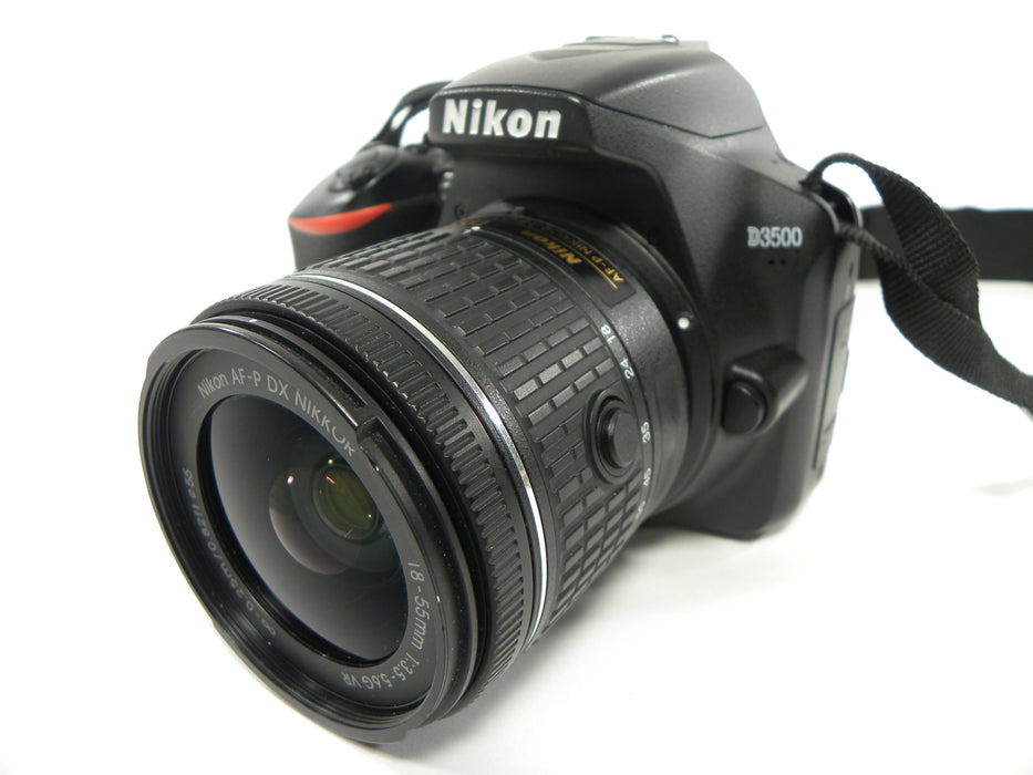 Nikon D3500 24.2mp Digital SLR w/AF-P Nikkor 18-55 shutter ct. 32,455