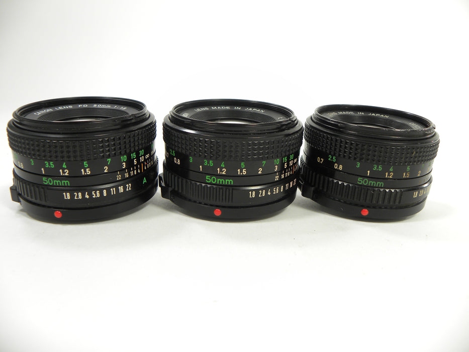 Canon FD 50mm f1.8 Lot of 3 lenses AS IS  NO RETURNS!!