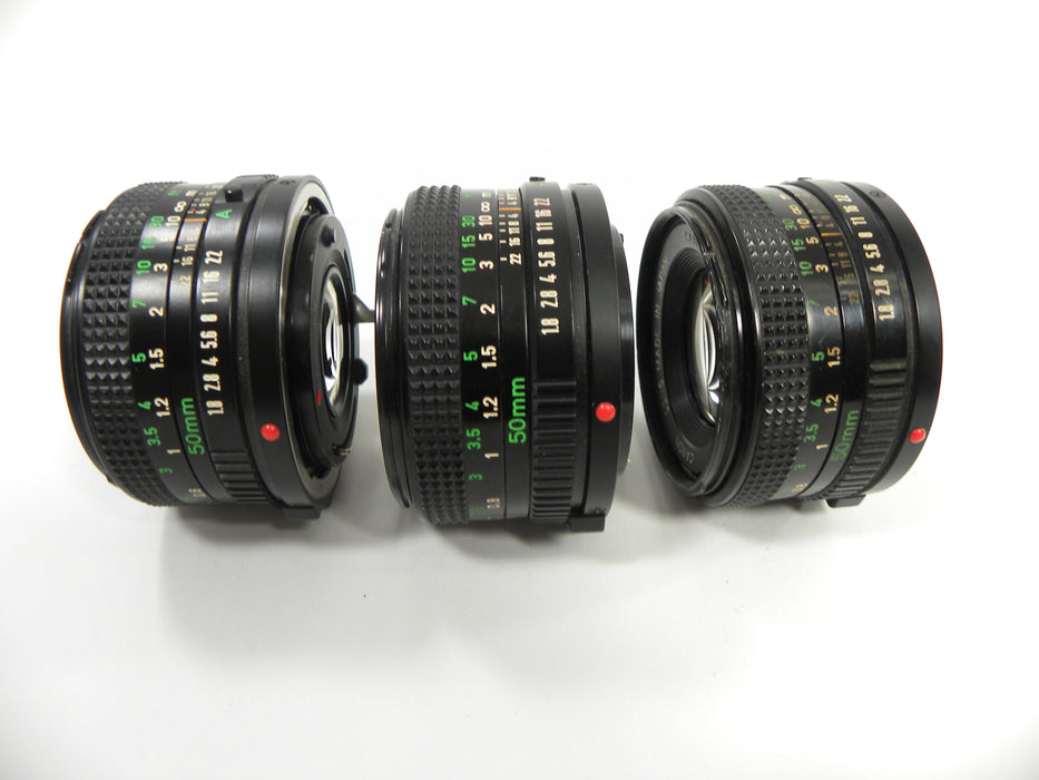 Canon FD 50mm f1.8 Lot of 3 lenses AS IS  NO RETURNS!!