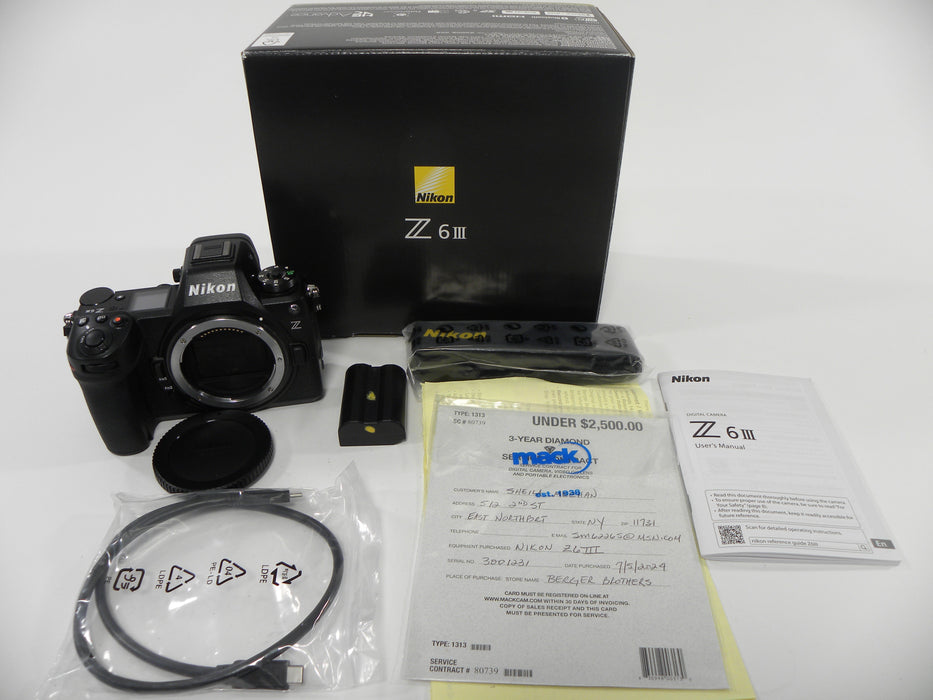 Nikon Z6 III 24.5mp Digital Mirrorless Camera Body only Shutter Ct. 4,691