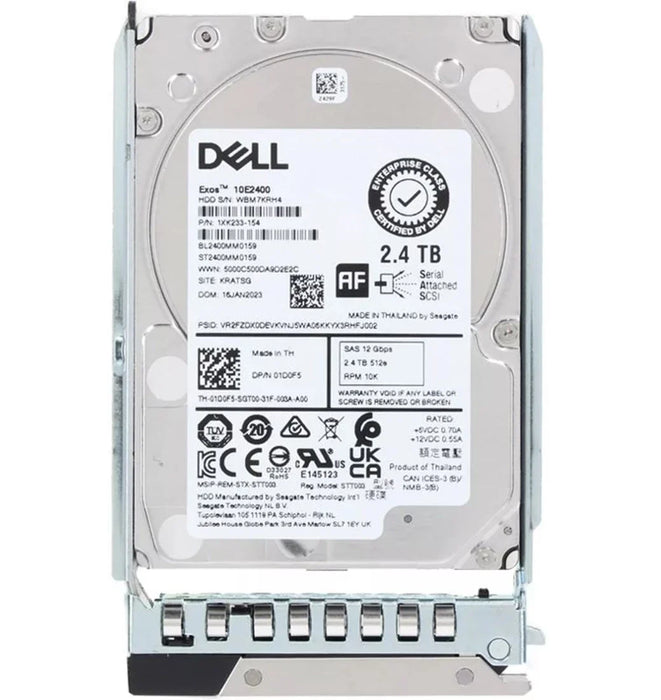 Dell 01D0F5 2.4TB 10K SAS-12Gbps 512e Hot Plug Hard Drive With Tray | USED