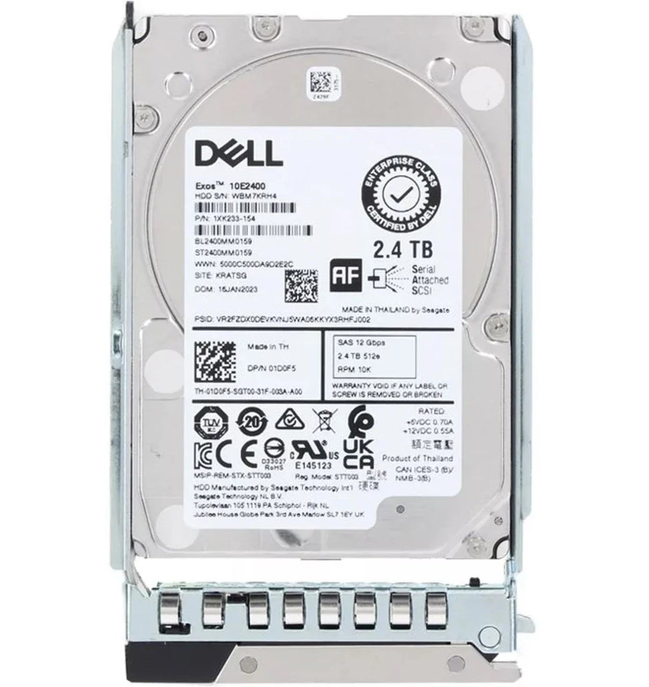 Dell 01D0F5 2.4TB 10K SAS-12Gbps 512e Hot Plug Hard Drive With Tray | USED