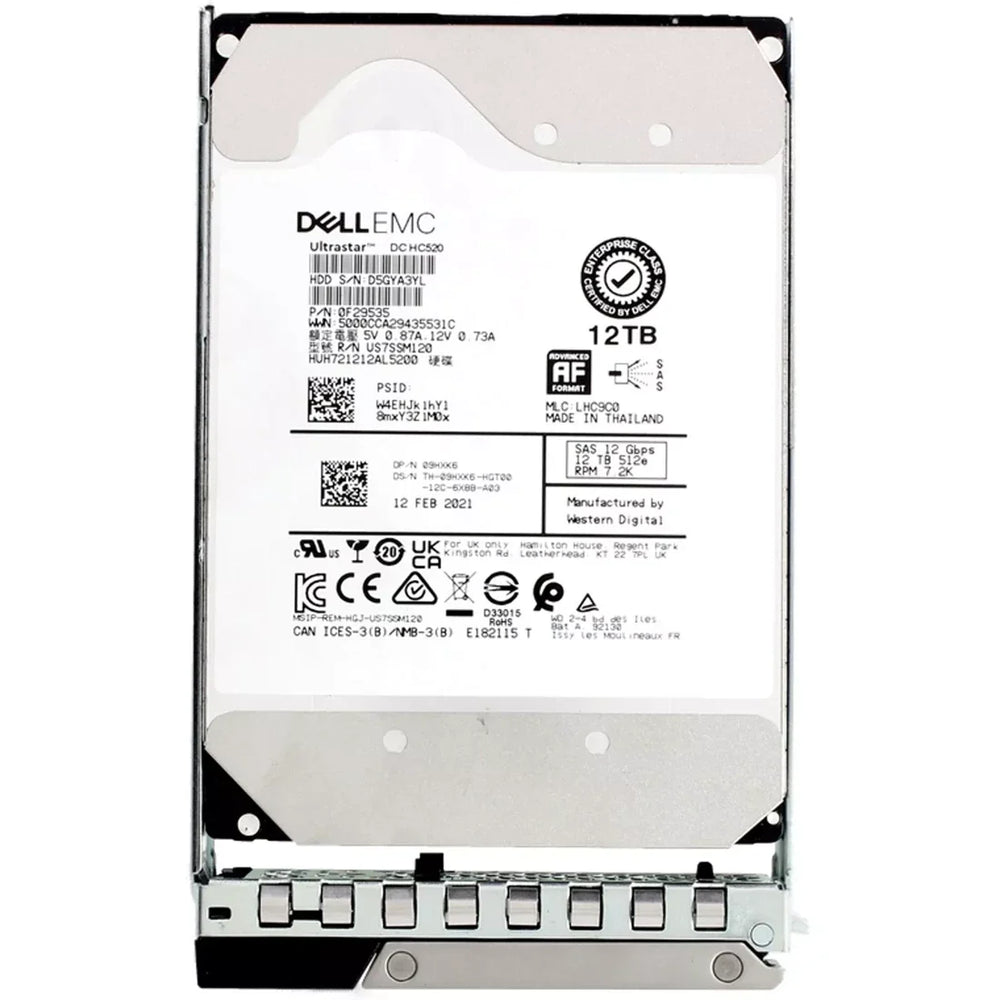 Dell 09HXK6 12TB 7.2k NL SAS 12Gbps 512e 256MB 3.5inch 14G Hot Plug Hdd | USED