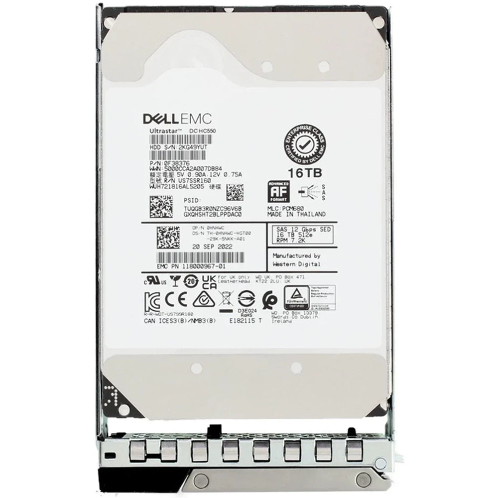 Dell 0HNHWC 16TB SED FIPS-140 7200 RPM SAS-12Gbps 512e 512MB 3.5inch Hot-Plug HDD with Tray | USED