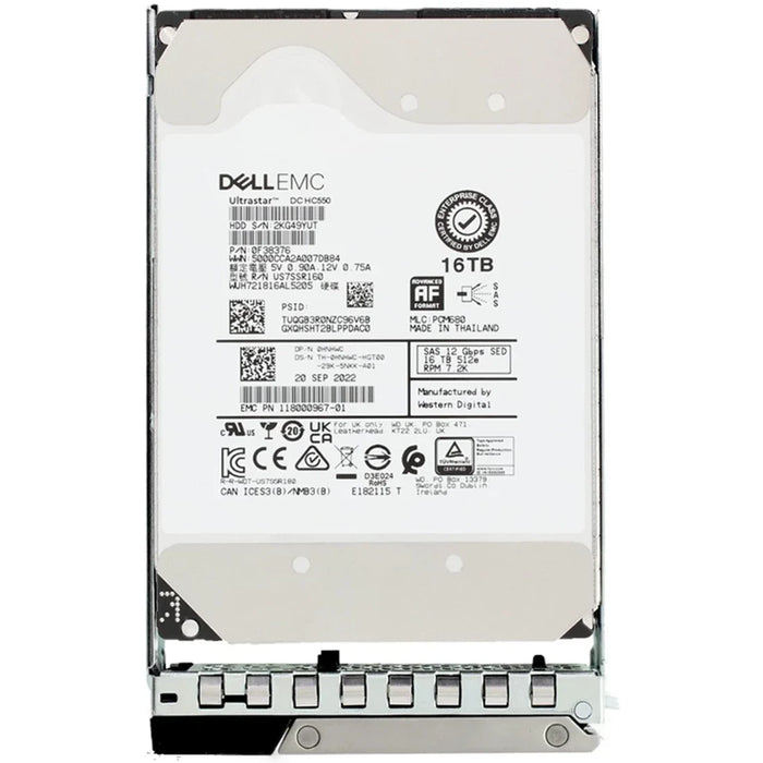 Dell 0HNHWC 16TB SED FIPS-140 7200 RPM SAS-12Gbps 512e 512MB 3.5inch Hot-Plug HDD with Tray | USED