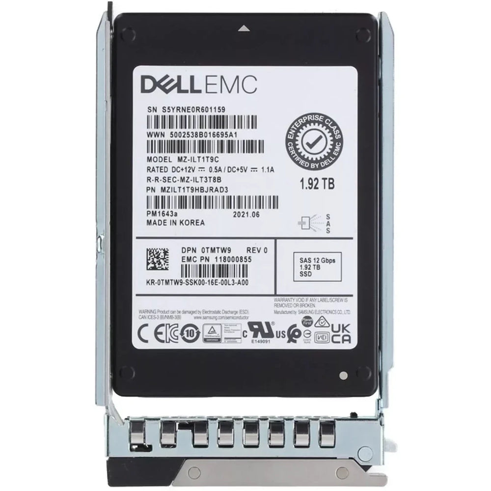 Dell 0TMTW9 1.92TB SAS 12Gbps Read Intensive 1DWPD 2.5Inch SSD New | USED