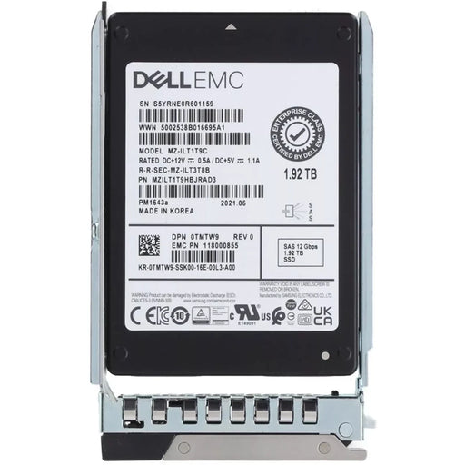 Dell 0TMTW9 1.92TB SAS 12Gbps Read Intensive 1DWPD 2.5Inch SSD | USED