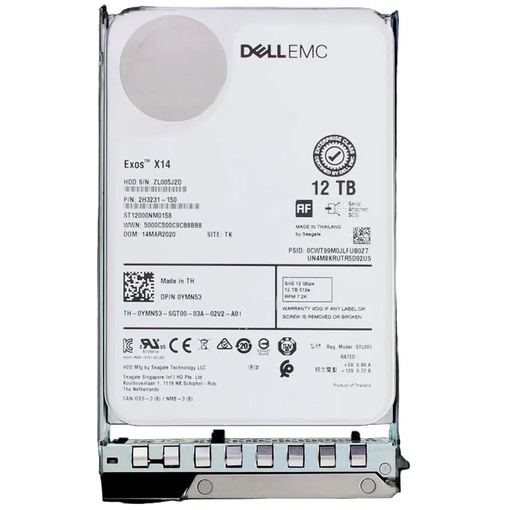 Dell 0YMN53 12TB 7.2k NL SAS-12Gbps 512e 256MB 3.5inch 14G Hot Plug Hdd | USED
