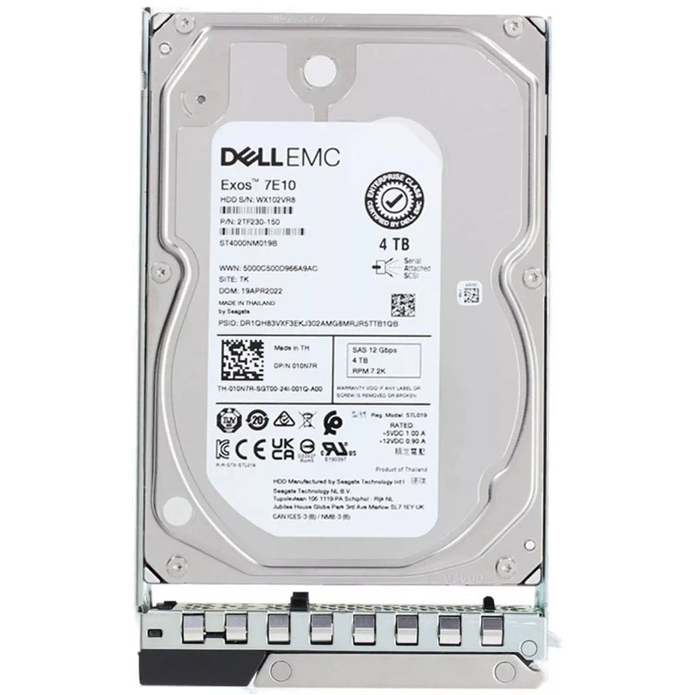 Dell 10N7R 4TB 7.2K NL SAS 12Gbps 512n 3.5" Hot-Plug Hard Drive with Tray | USED