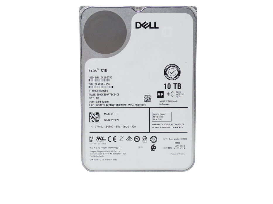 Dell 10TB 7200RPM SAS 12Gbps 3.5'' HDD Hard Drive (2AA231-150)