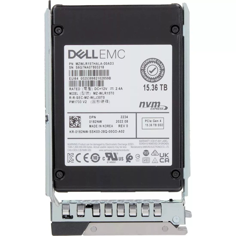 Dell 182NW 15.36TB PCIe Gen4 x4 NVMe U.2 SFF 2.5 Inch PM1733 V2 SSD | USED