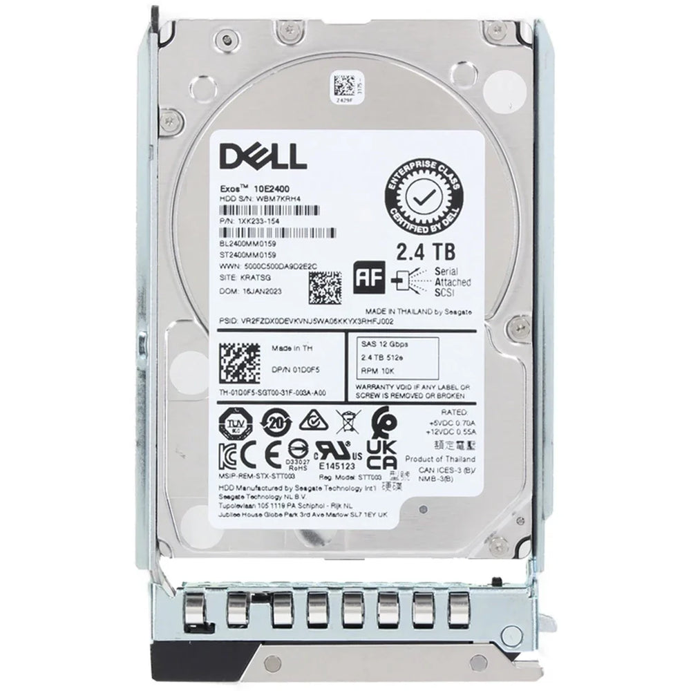 Dell 1D0F5 2.4TB 10K SAS-12Gbps 512e Hot Plug Hard Drive With Tray | USED
