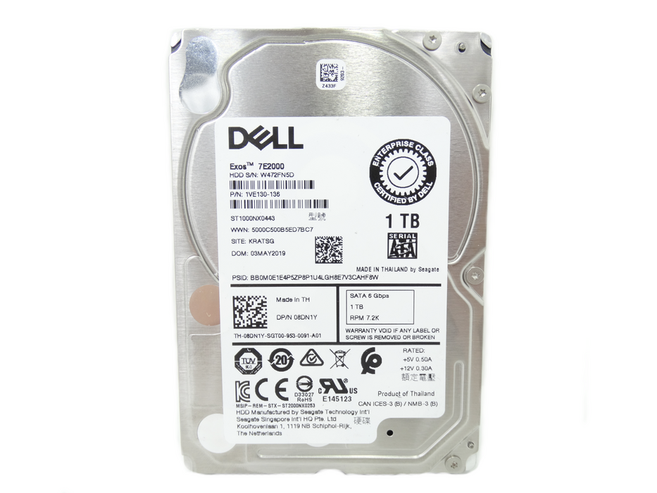 Dell 1TB 7.2K RPM SATA 6GB/s  2.5'' HDD Hard Drive (8DN1Y)