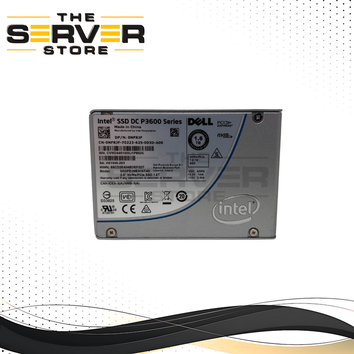 Dell 1.6TB NVMe x4 U.2 SFF 2.5" SSD Intel DC P3600 Series SSDPE2ME016T4D NFRJF 0NFRJF
