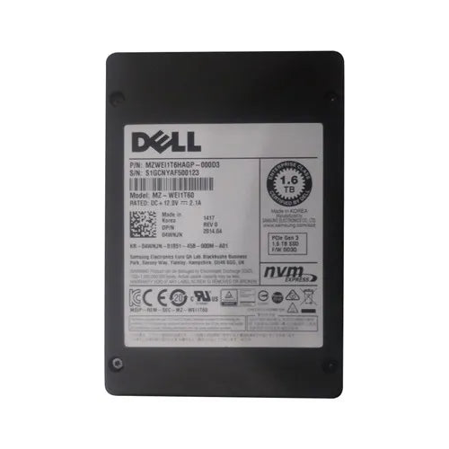 Dell 1.6TB eMLC PCI Express 3.0 x4 NVMe U.2 2.5-inch Internal Solid State Drive (SSD) - 4WNJN