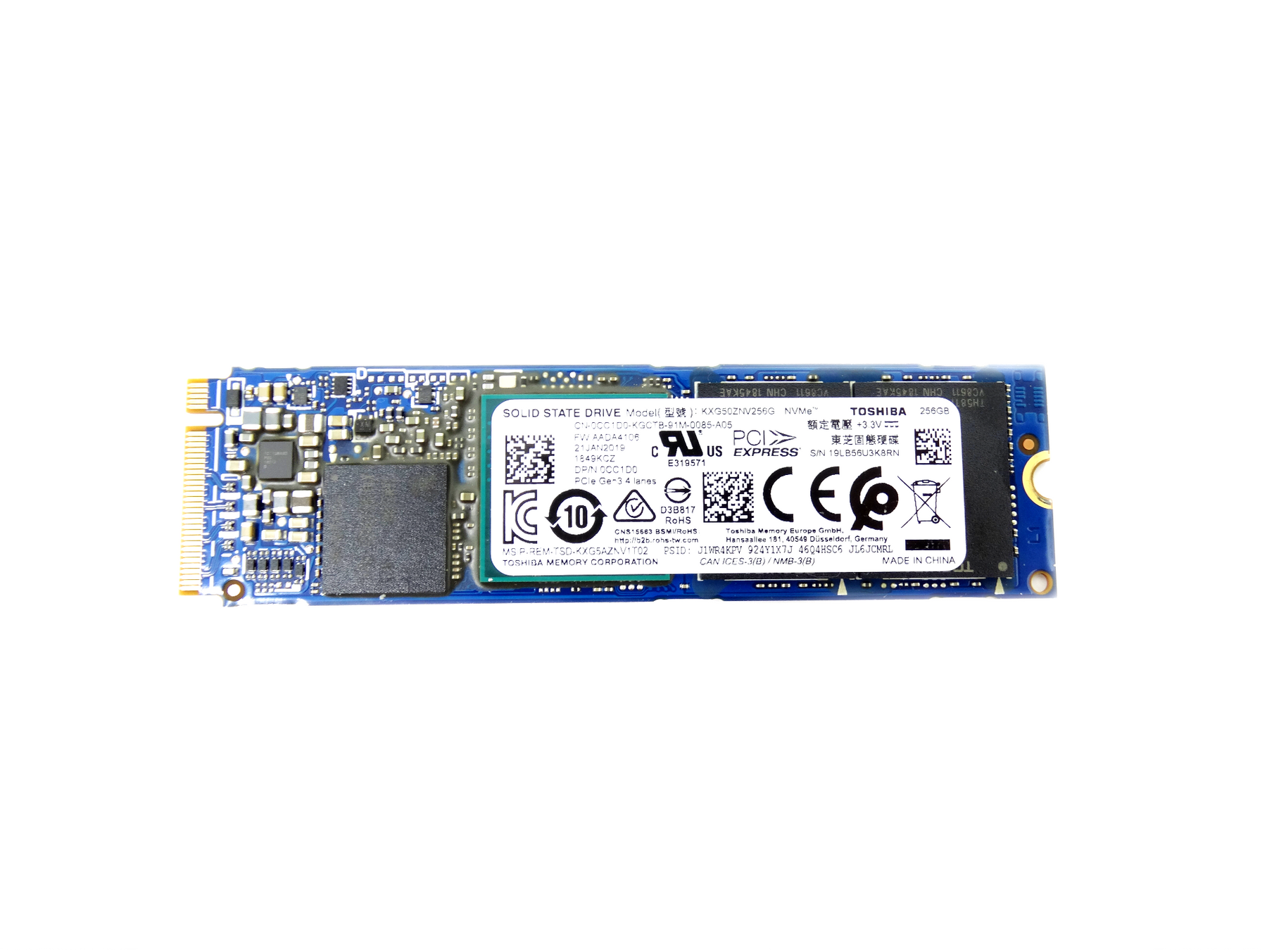 Dell 256GB M.2 NVMe SSD PCIe Gen3 x4 (CC1D0)