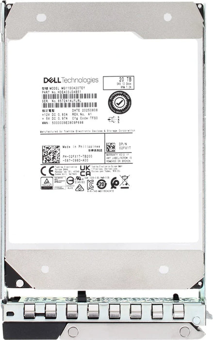 Dell 2FX1T 20TB 7.2K SAS ISE 12Gbps Hot-Plug Hard Drive | USED