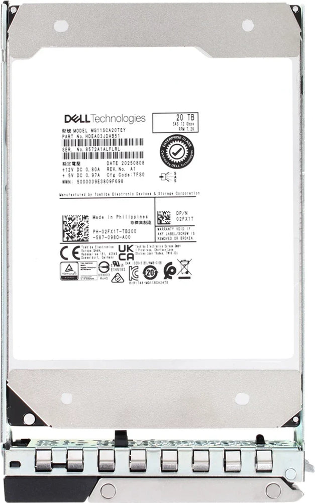 Dell 2FX1T 20TB 7.2K SAS ISE 12Gbps Hot-Plug Hard Drive | USED