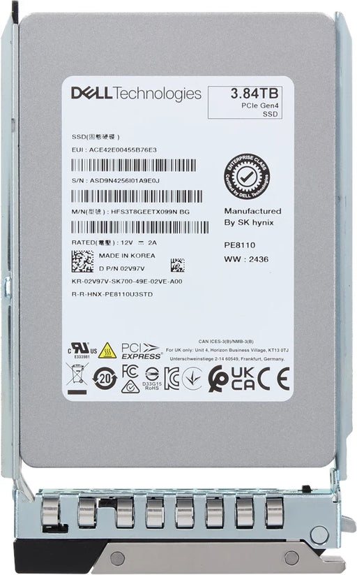 Dell 2V97V 3.84TB DC PCIe Gen4 NVMe Read Intensive U.2 SFF Solid State Drive | USED