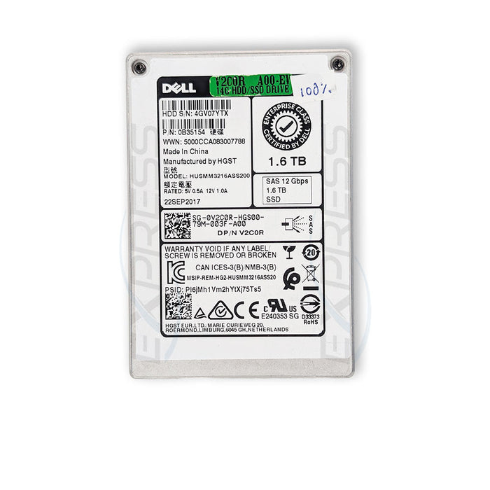 Dell 2.5" 1.6TB SAS 12Gbps WI TLC SSD | V2C0R