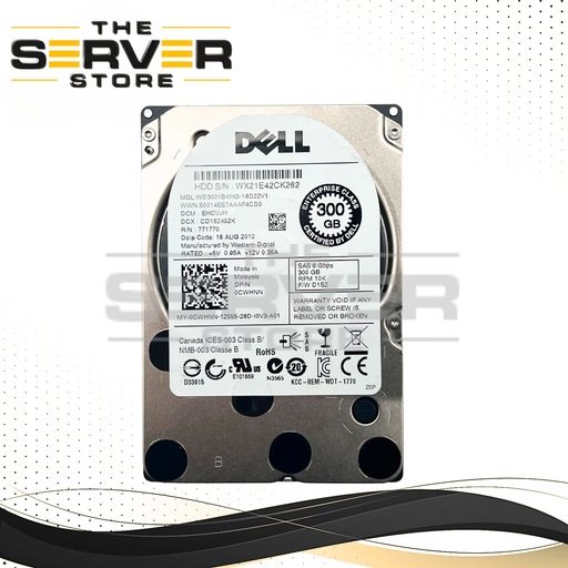 Dell 300GB SAS 6G 10K RPM 2.5" HDD WD XE Series WD3001BKHG-18D22V1 0CWHNN CWHNN