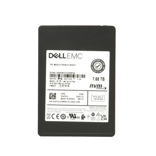 Dell 30FX3 7.68TB PCIe Gen4 NVMe R-I TLC 2.5Inch SSD | USED
