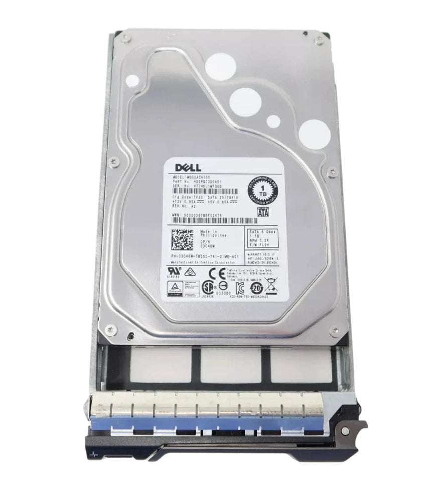 Dell 3C46W 1TB 7.2K SATA-6Gbps 64MB 3.5" Hard Drive with Tray | USED