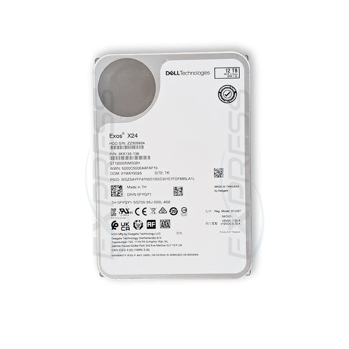 Dell 3.5" 12TB 7.2K SATA 6Gbps Exos X24 HDD | FYGY1