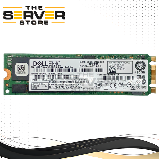 Dell 480GB SATA 6Gb/s 2280 M.2 RI SSD Micron 5300 Pro MTFDDAV480TDS 07RKD7 7RKD7