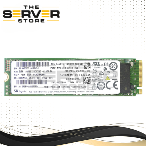 Dell 512GB NVMe 2280 M.2 G3 x4 SSD Hynix PC401 HFS512GD9TNG-62A0A 0XMW6J XMW6J