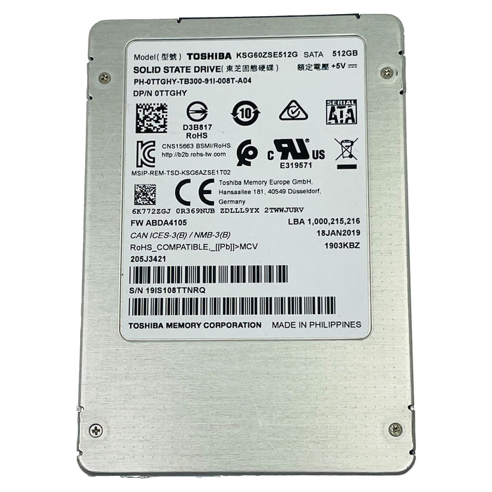 Dell 512GB SATA 6G SFF 2.5" SSD Toshiba KSG60ZSE512G