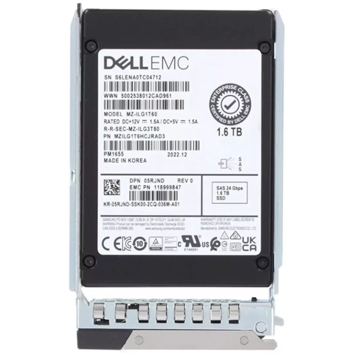 Dell 5RJND 1.6TB SAS 24Gbps Mixed Use 3DWPD 2.5-Inch SSD | USED