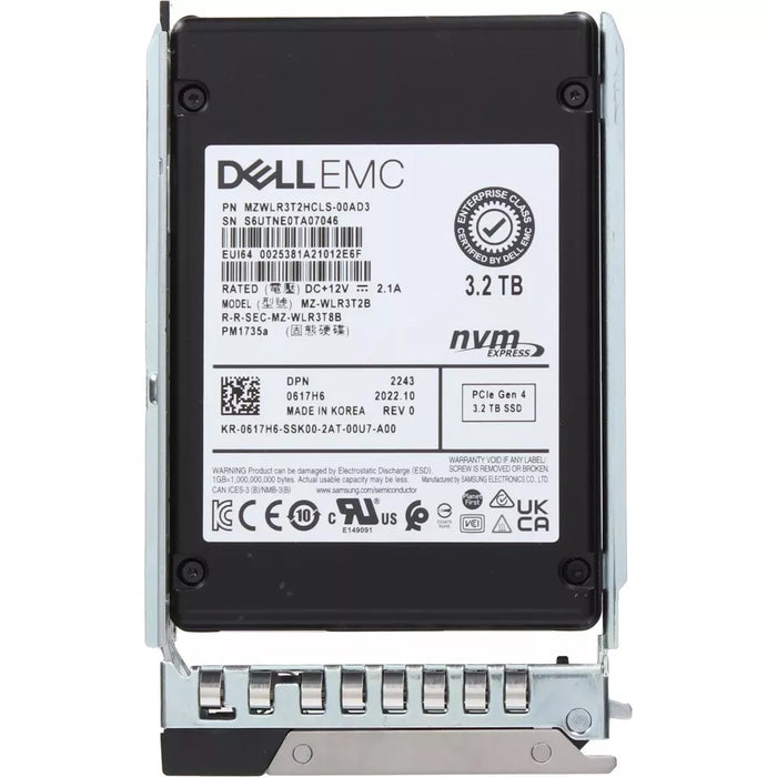 Dell 617H6 3.2TB PCIe Gen4 NVMe Mixed Use TLC U.2 2.5 SSD | USED