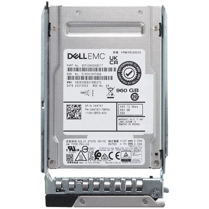 Dell 6N7KY 960Gb SAS-12Gbps Read Intensive 1DWPD 2.5in Hot-Plug SSD New | USED