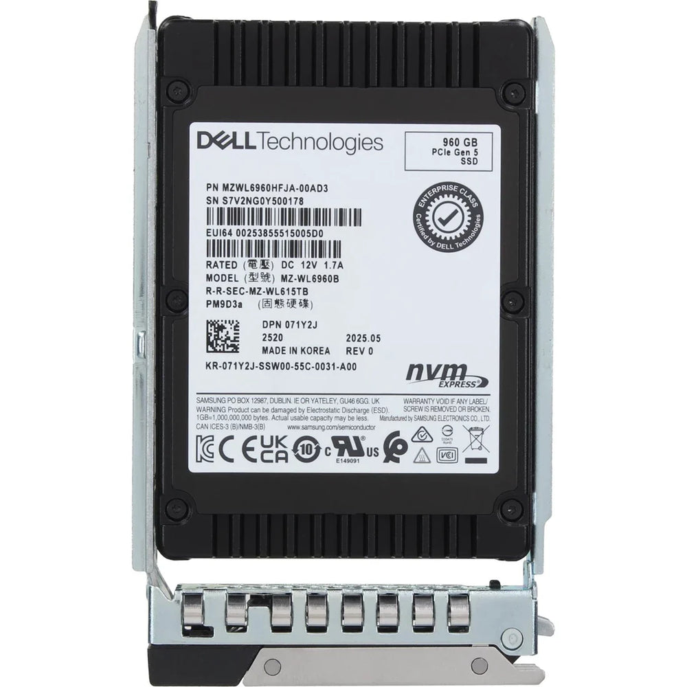 Dell 71Y2J 960GB Data Center NVMe PCIe Gen5 RI TLC 2.5Inch SSD | USED
