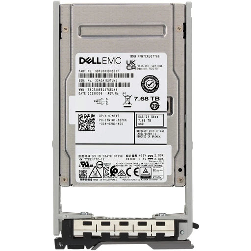 Dell 7N1WT 7.68TB SAS-24Gbps 1DWPD 2.5Inch SSD for 13G, 14G T640 and T440 only and PowerVault ME5024 | USED