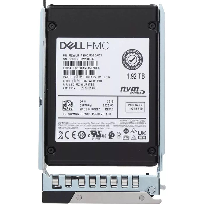 Dell 8PMRM 1.92TB PCIe Gen4 NVMe Read Intensive TLC 2.5Inch SSD | USED