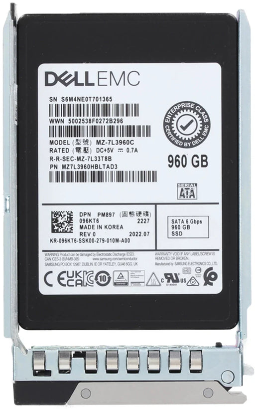 Dell 96KT6 960GB SSD SATA Mix Use 6Gbps TLC 512e Hot-Plug Drive | USED