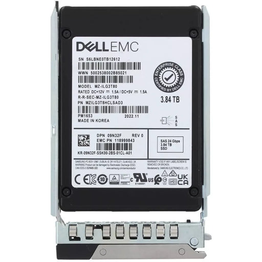 Dell 9N32F 3.84TB SAS 24Gbps ISE Read Intensive 512e 2.5 Inch 1 DWPD SSD | USED