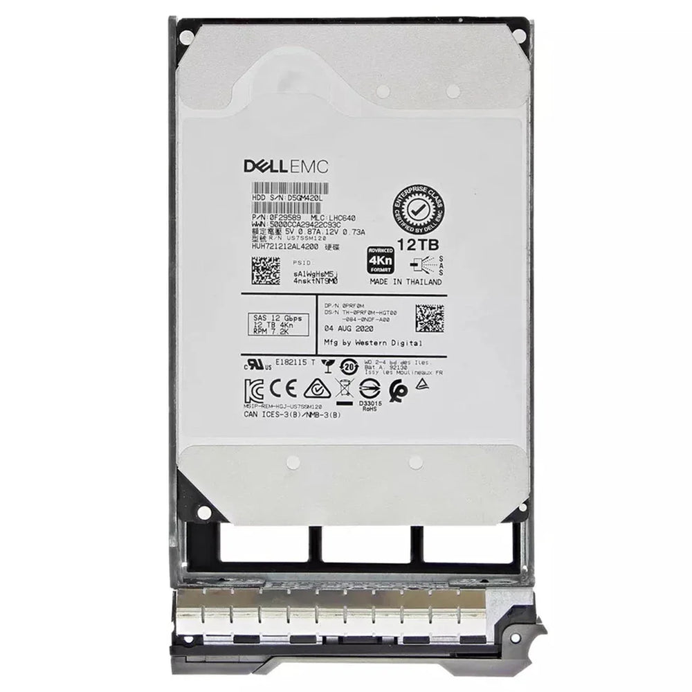Dell Compellent PRF0M 12TB 7.2K SAS 12Gbps 3.5" 4Kn Hard Drive | USED