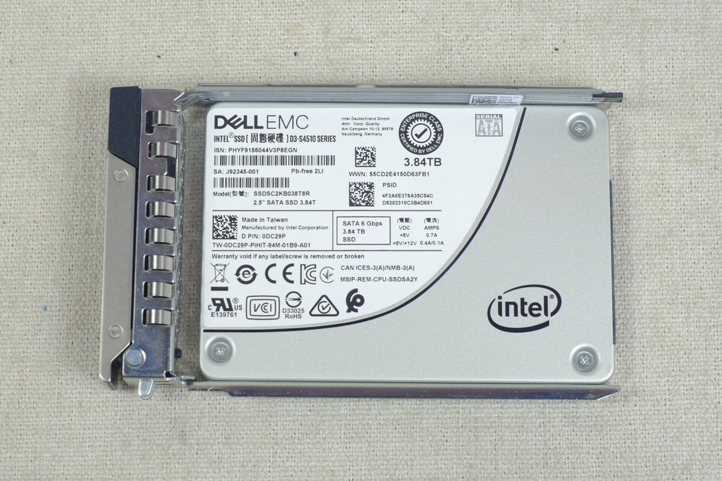 Dell DC29P 3.84TB 6Gb/s 2.5” SATA SSD Intel D3-S4510 SSDSC2KB038T8R